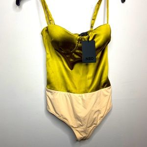 NBD olive corset bodysuit